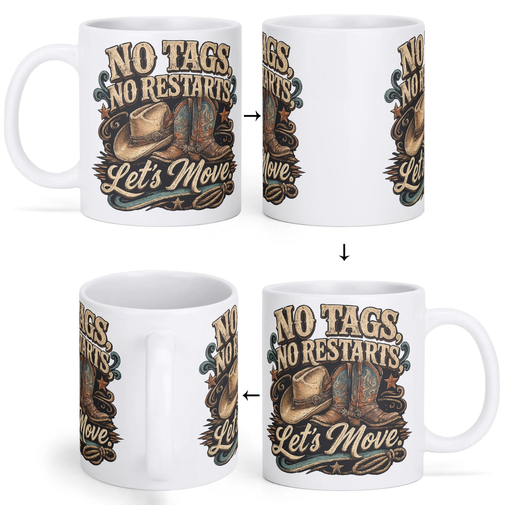 No Tags No Restarts Let's Move line dancing mug, 15 oz, product view 2