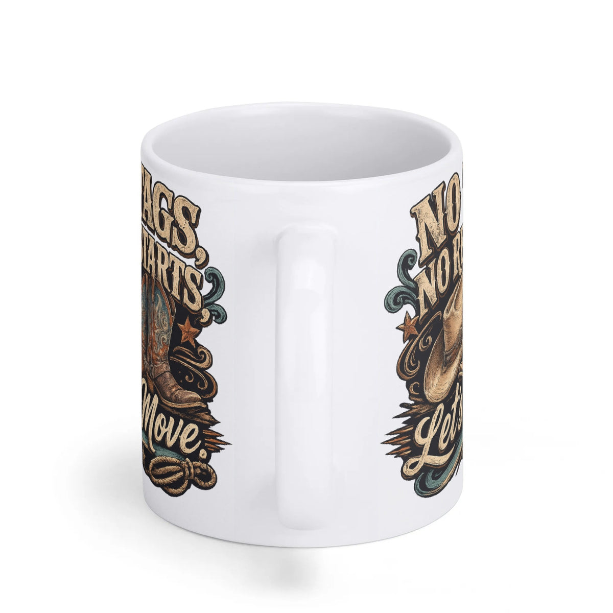 No Tags No Restarts Let's Move line dancing mug, 15 oz, product view 3