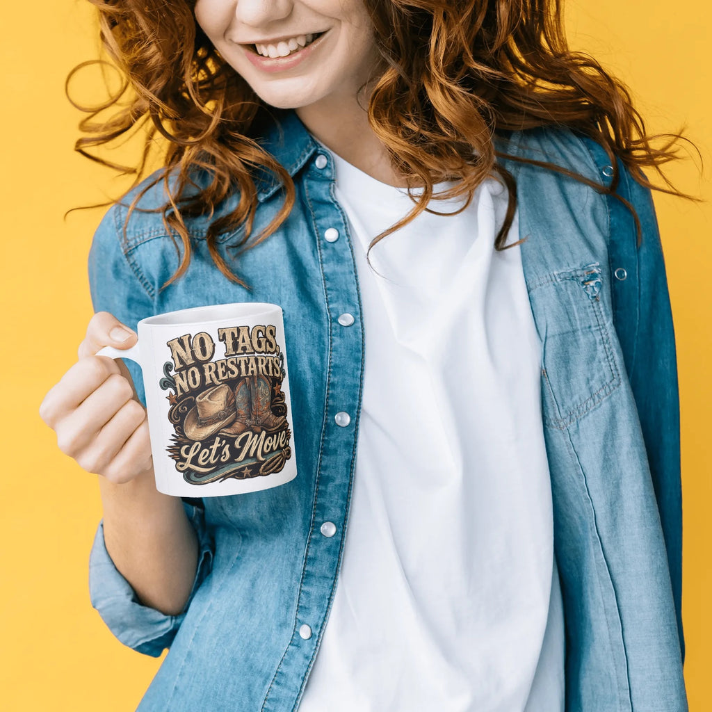 No Tags No Restarts Let's Move line dancing mug, 15 oz, product view 5