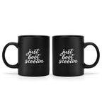 Just Boot Scootin' black western mug, 15 oz, product view 2