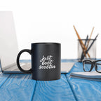 Just Boot Scootin' black western mug, 15 oz, product view 4