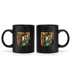 Southwestern cowboy skull black mug, 15 oz, product view 2