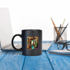 Southwestern cowboy skull black mug, 15 oz, product view 4