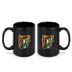 Southwestern cowboy skull black mug, 11 oz, product view 2