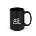 Just Boot Scootin' black western mug, 11 oz, product view 1