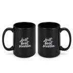 Just Boot Scootin' black western mug, 11 oz, product view 2
