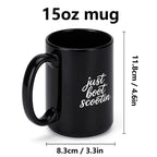 Just Boot Scootin' black western mug, 11 oz, product view 5