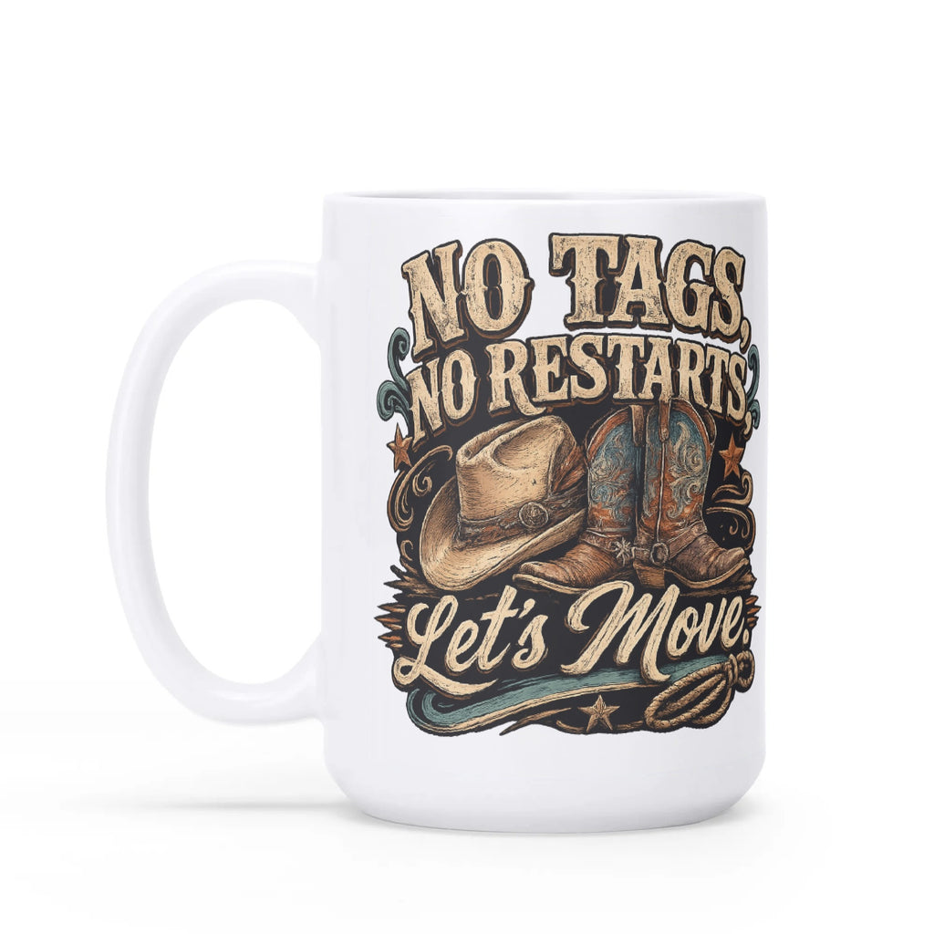 No Tags No Restarts Let's Move line dancing mug, 11 oz, product view 1