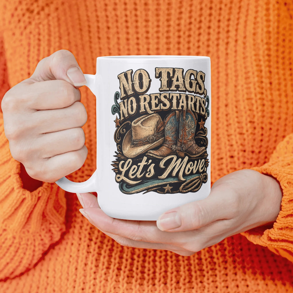 No Tags No Restarts Let's Move line dancing mug, 11 oz, product view 5