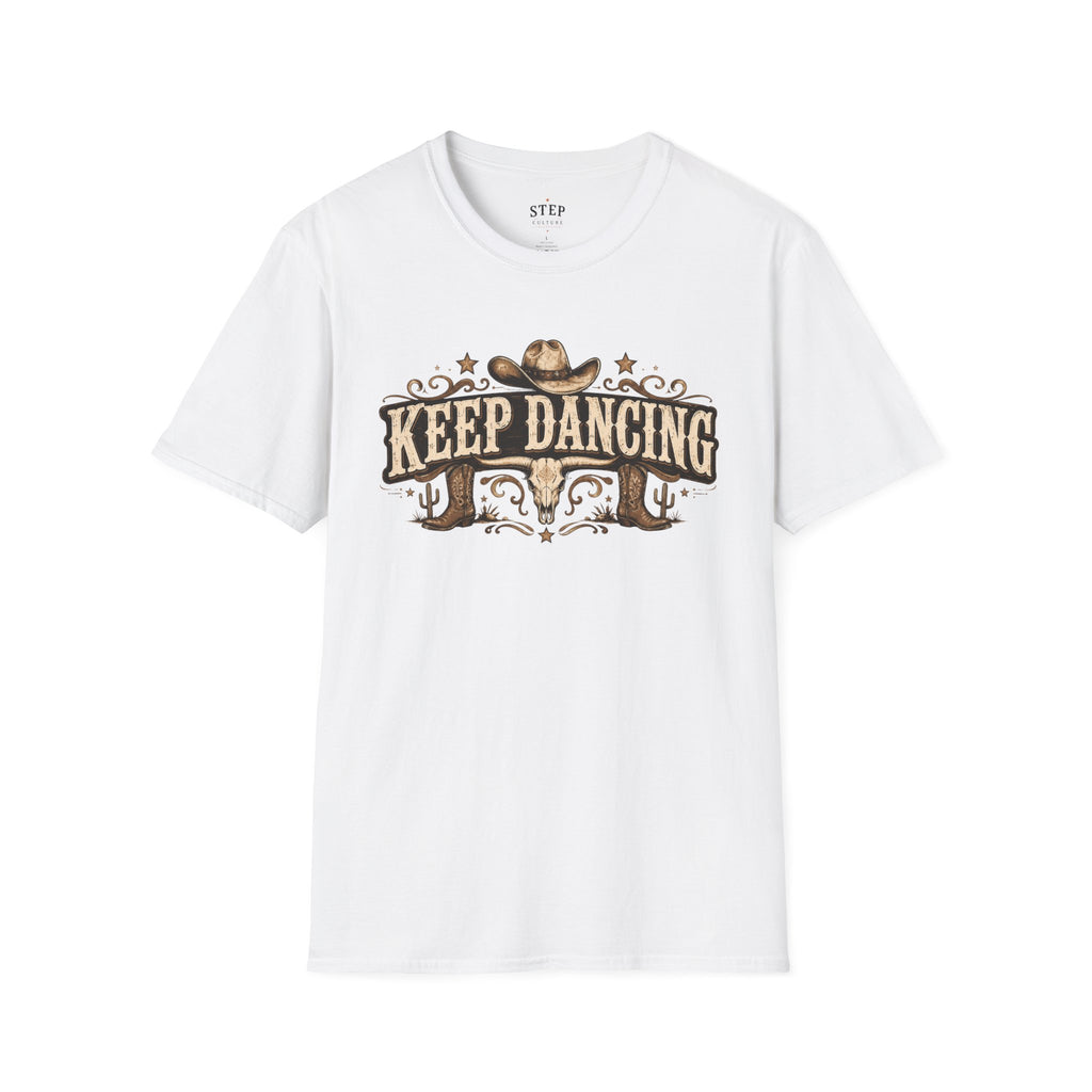 Keep Dancing country line dancing tee product mockup