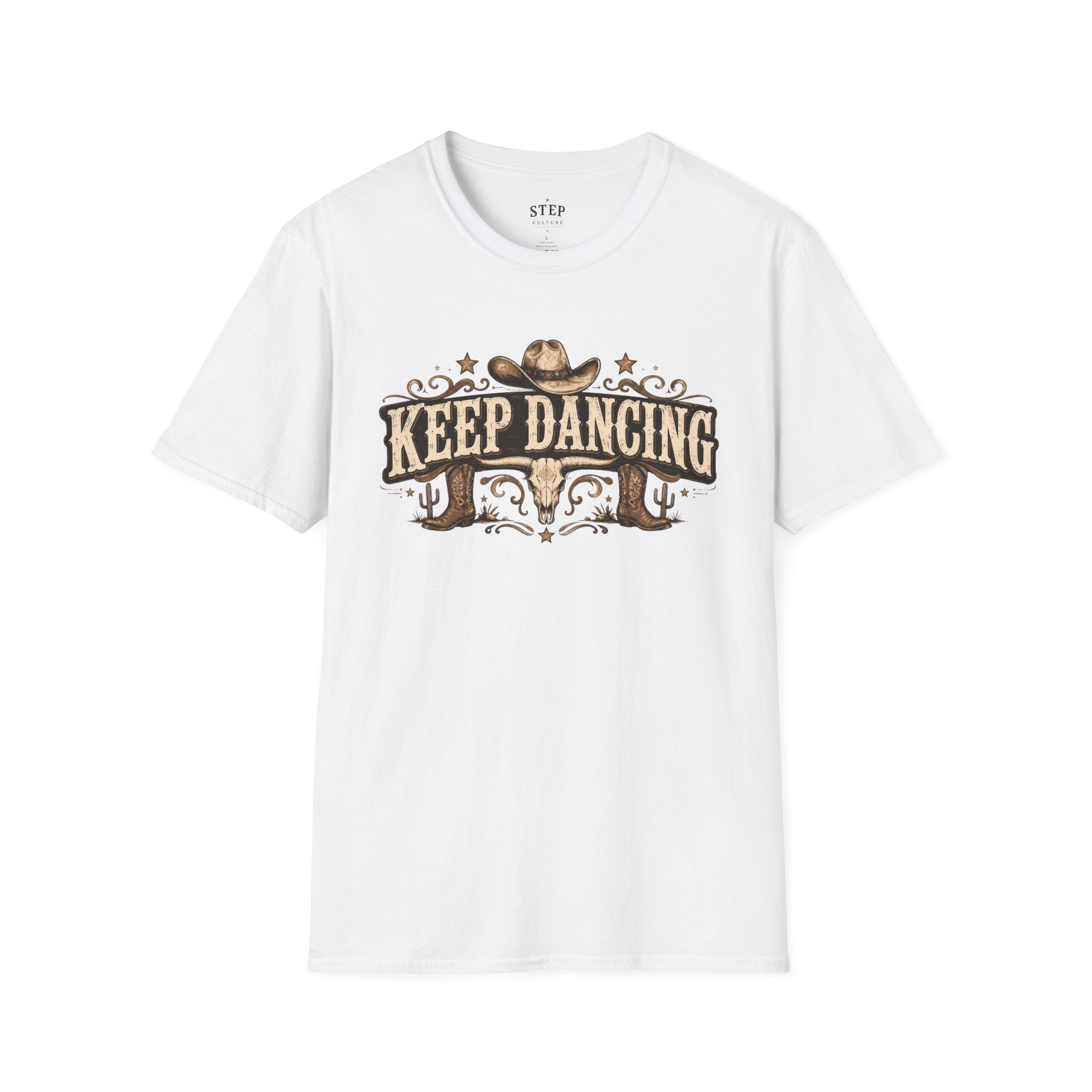 Keep Dancing country line dancing tee product mockup