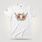 Longhorn skull and floral unisex tee alternate product view