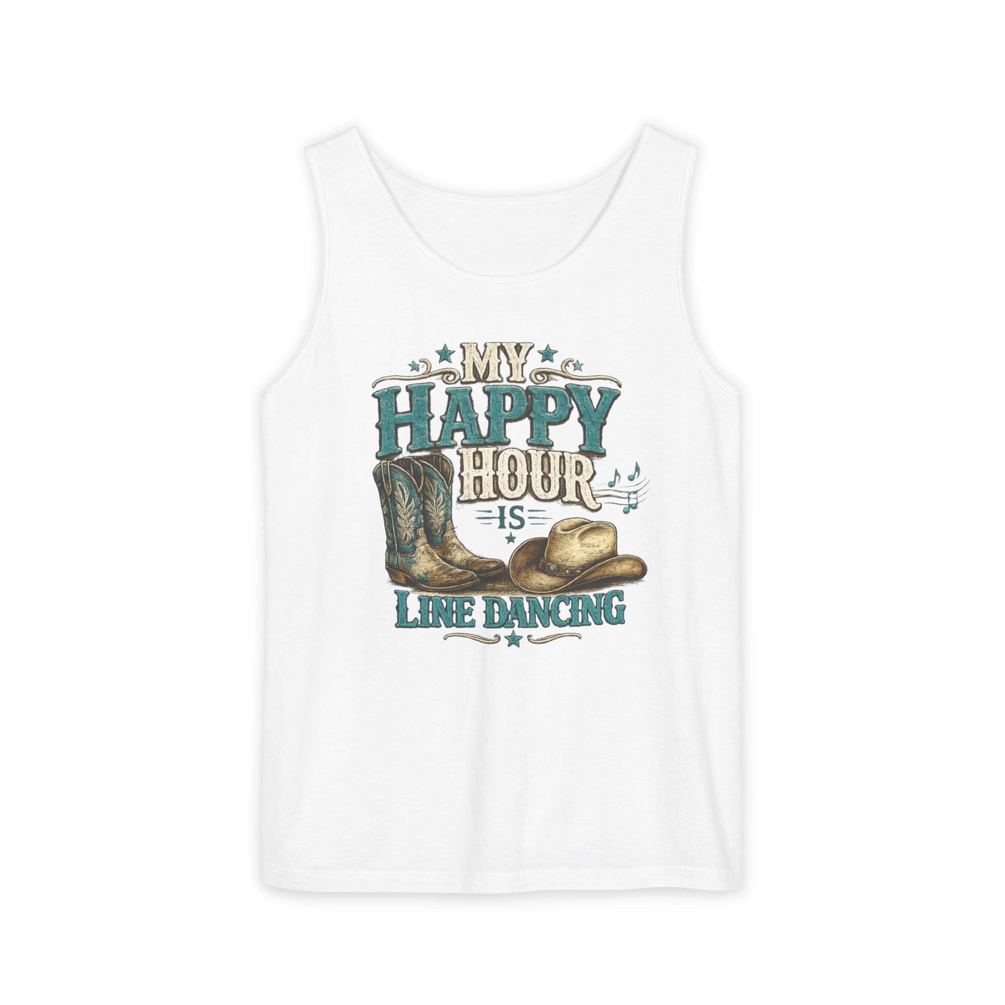 My Happy Hour Is Line Dancing tank top front view