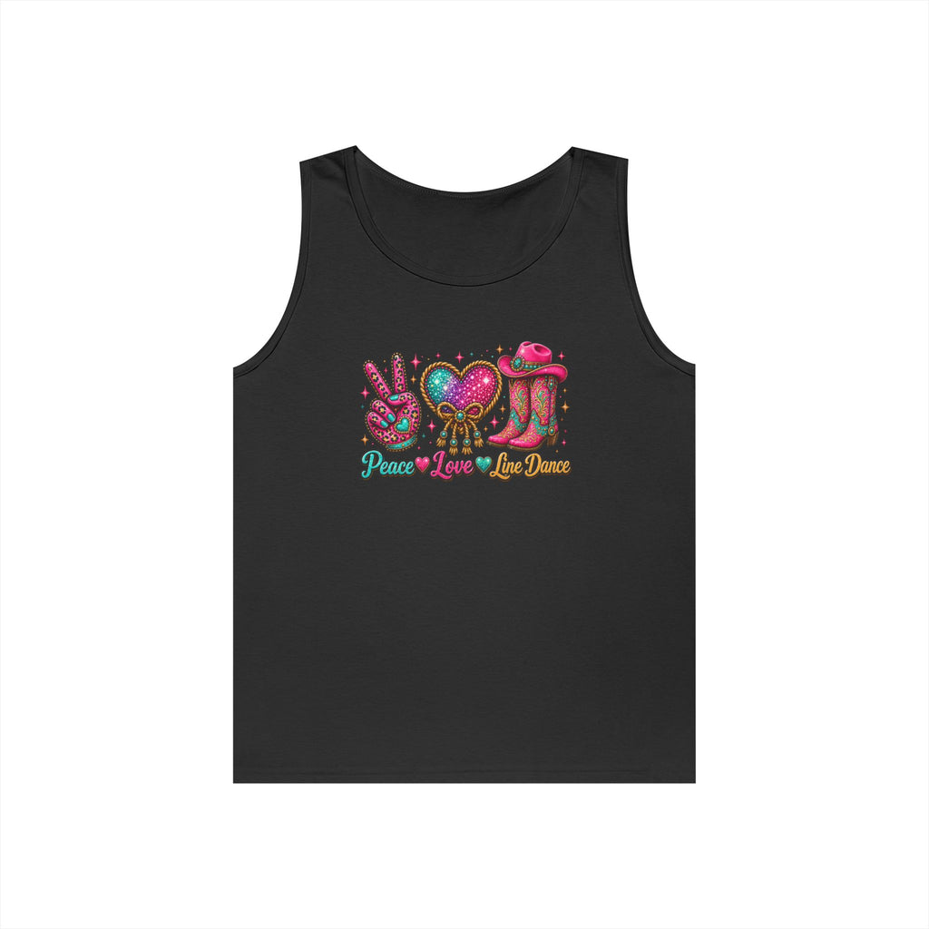 White Peace Love Line Dance colourful Western tank top