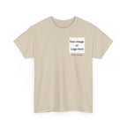 Personalized custom logo Gildan 5000 T-shirt with pocket image, name and back design placeholders – colour option 6