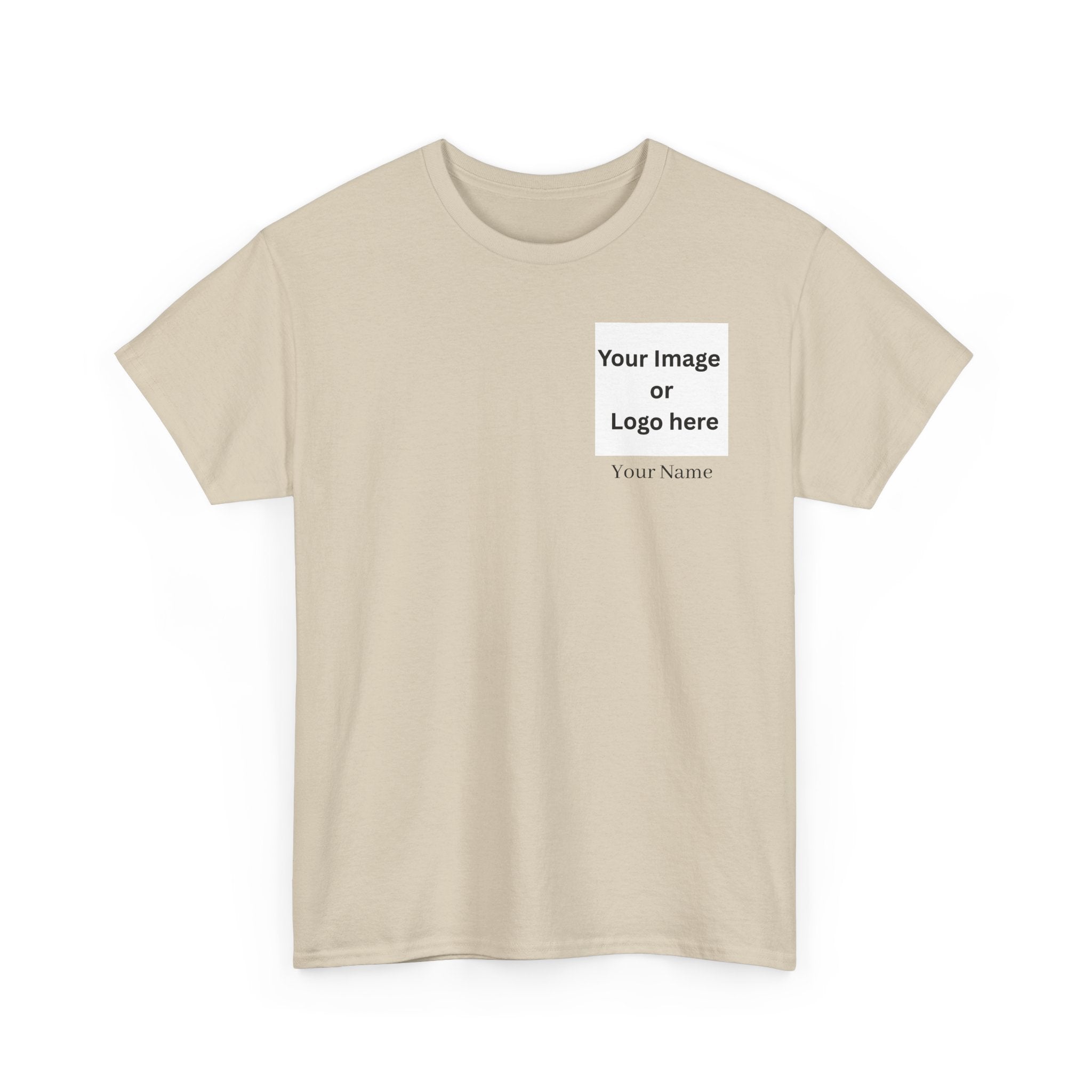 Personalized custom logo Gildan 5000 T-shirt with pocket image, name and back design placeholders – colour option 6