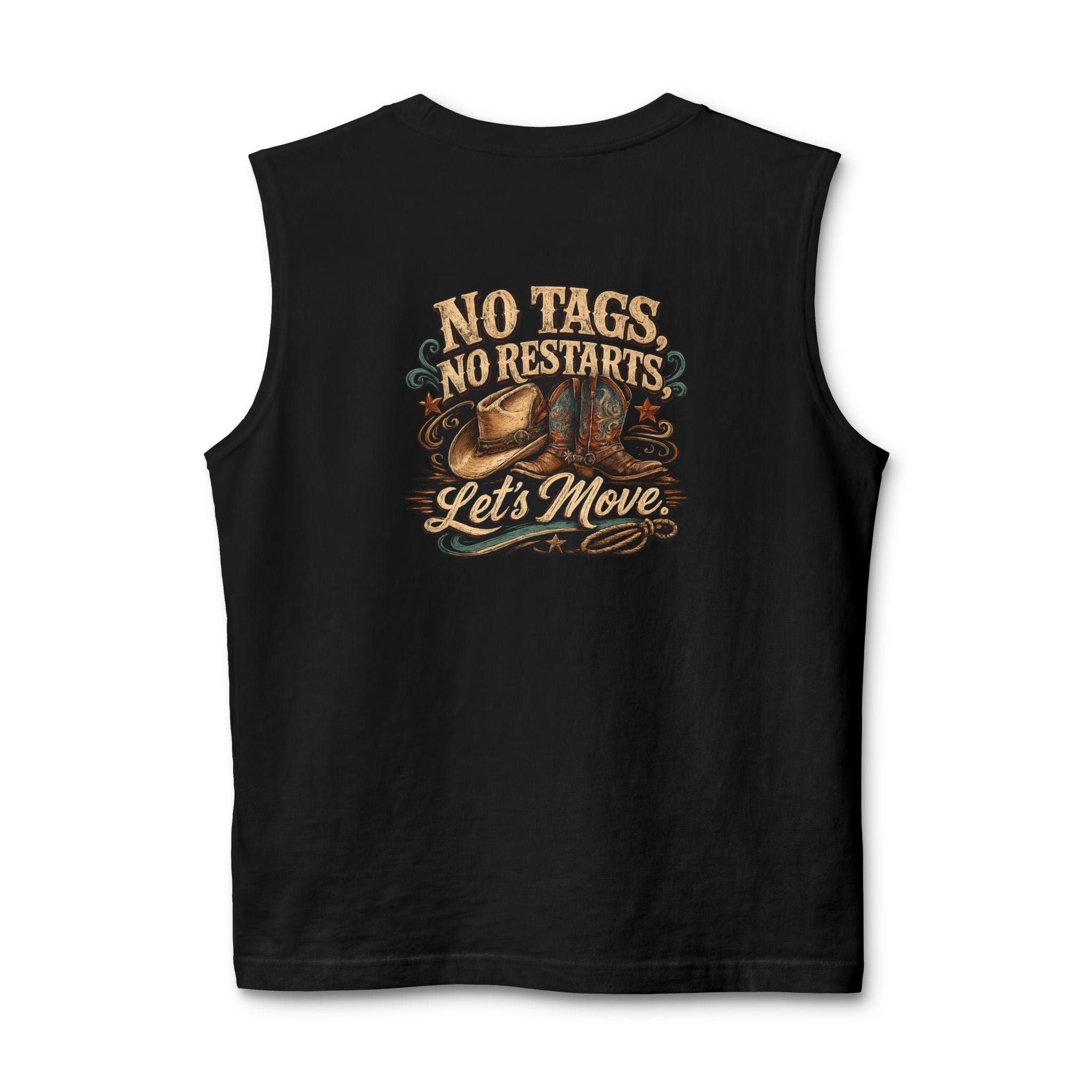 No Tags, No Restarts unisex muscle tank