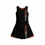 Front view of the I Love Line Dancing sleeveless top and triple-layer skort set
