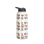 Western Icons reusable water bottle with boots, bows, hats and cactus print