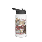 It's Line Dance Time personalised stainless steel bottle shown from the front