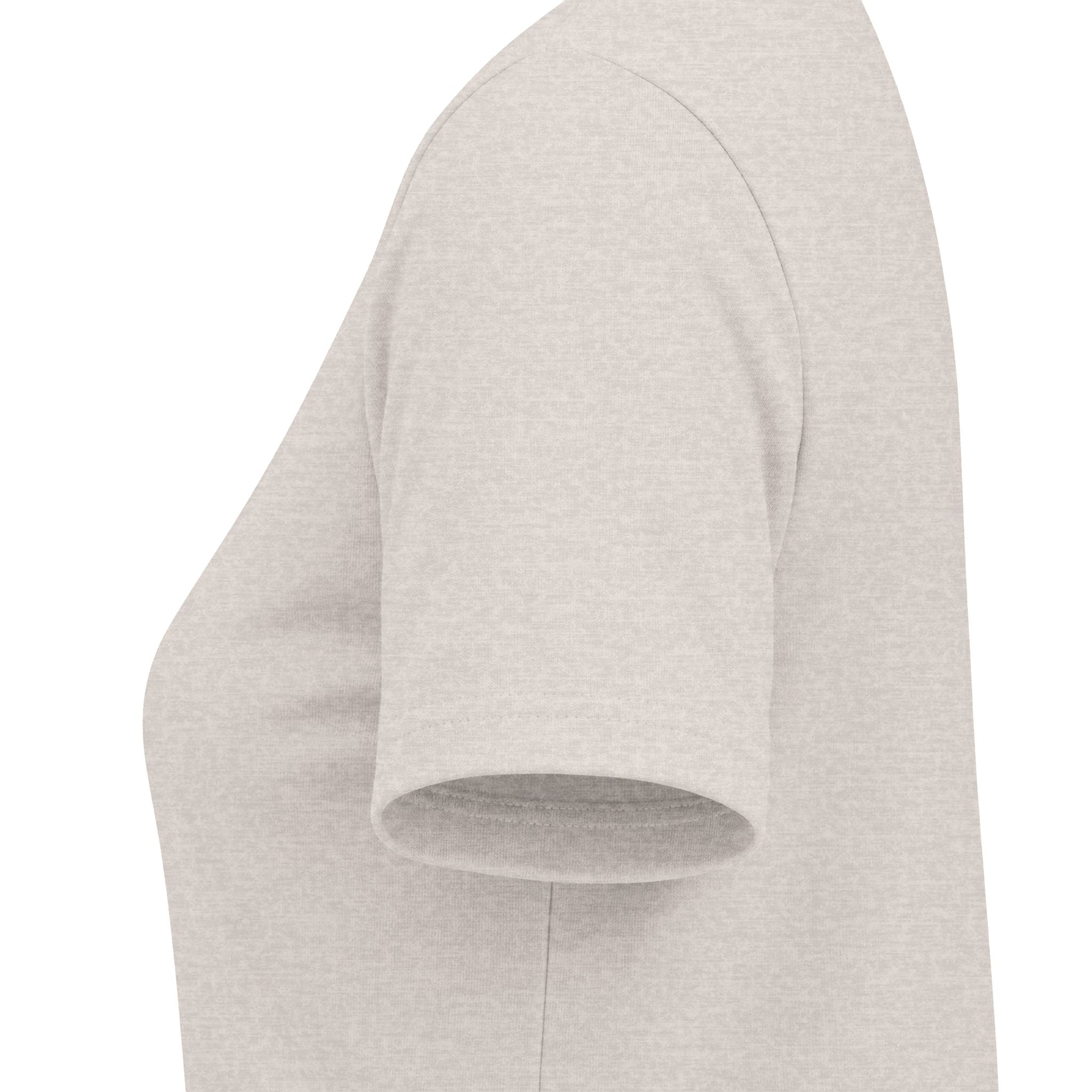 Heather dust women's relaxed V-neck T-shirt sleeve and side-seam detail