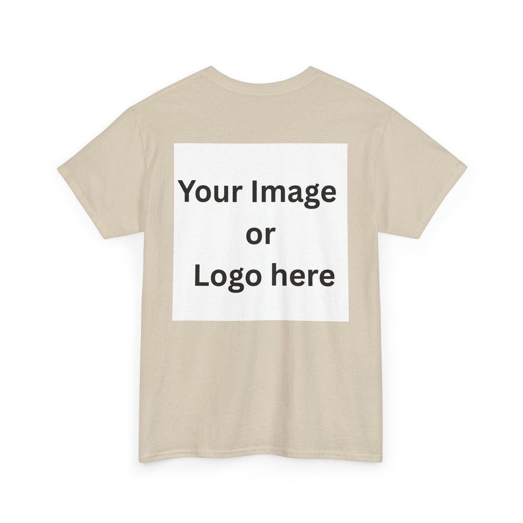 Personalized custom logo Gildan 5000 T-shirt with pocket image, name and back design placeholders – colour option 7