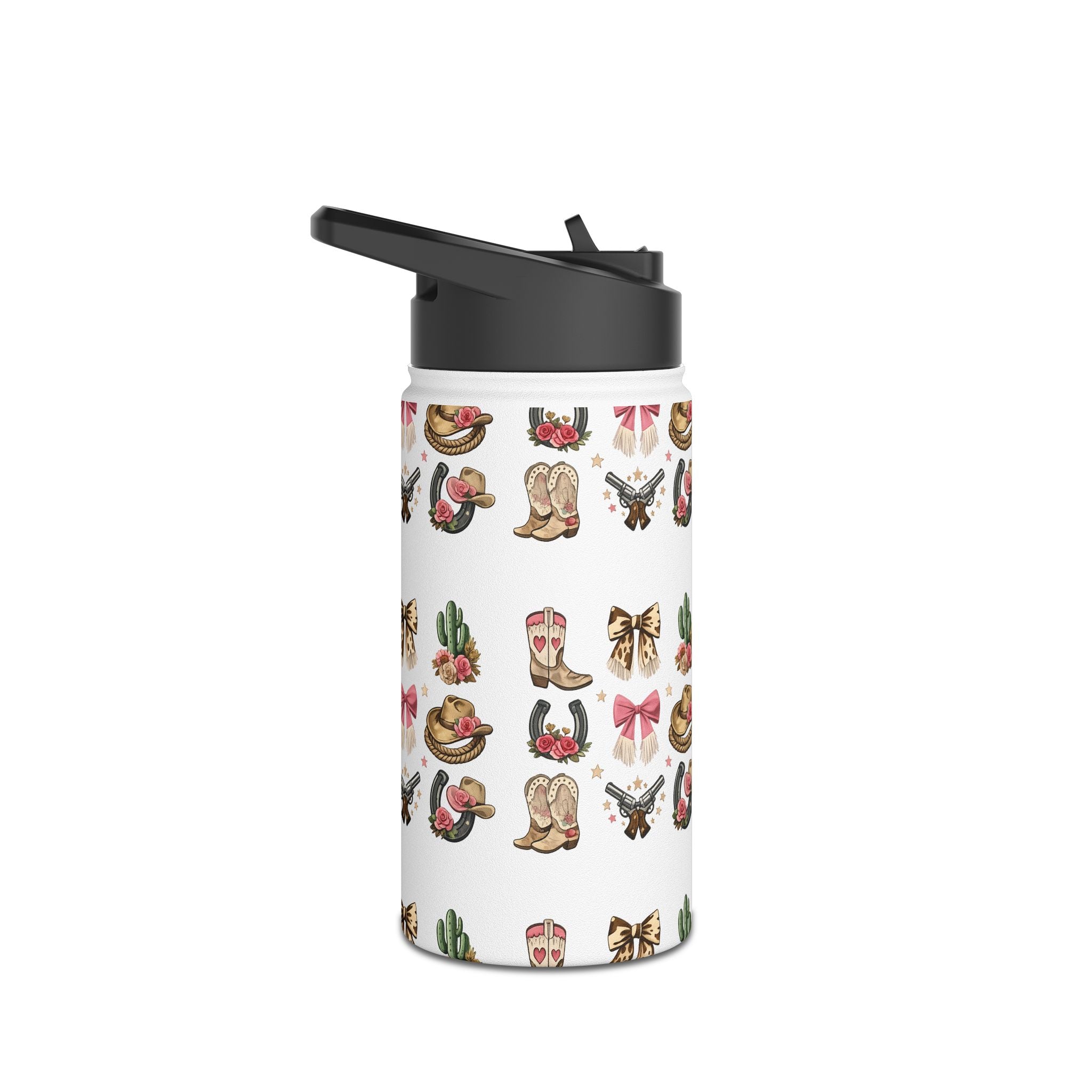 Western Icons insulated water bottle with black carry-loop lid