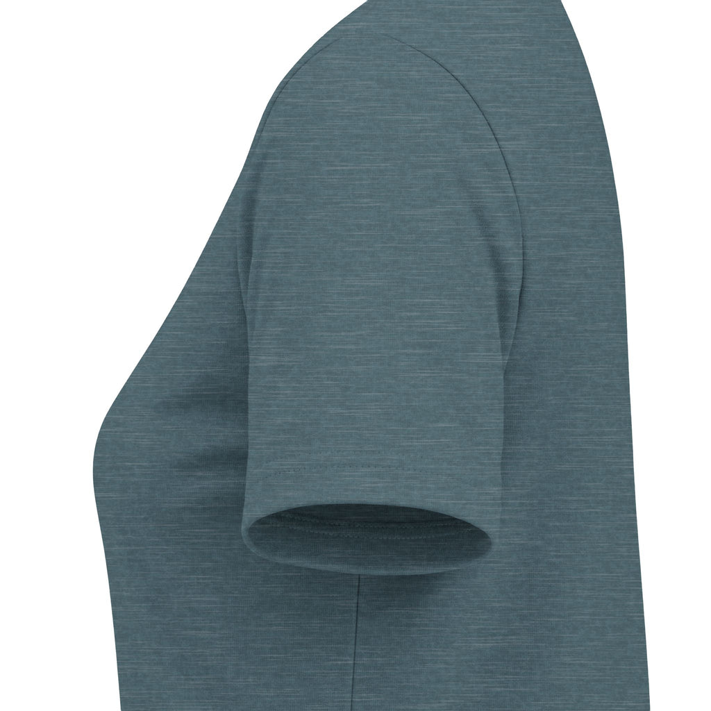 Heather slate women's relaxed V-neck T-shirt sleeve and side-seam detail
