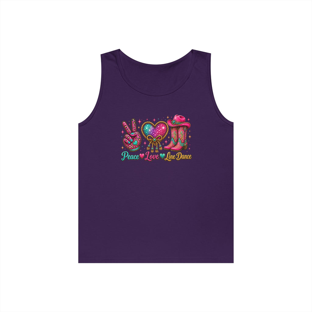 Black Peace Love Line Dance colourful Western tank top