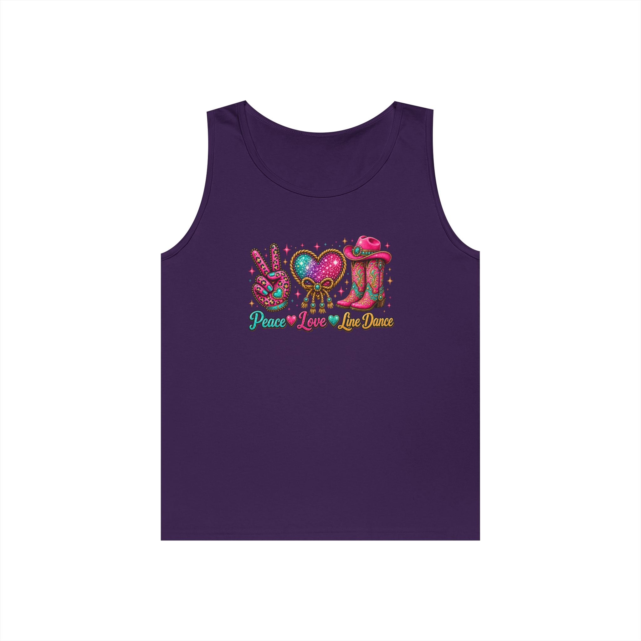Black Peace Love Line Dance colourful Western tank top