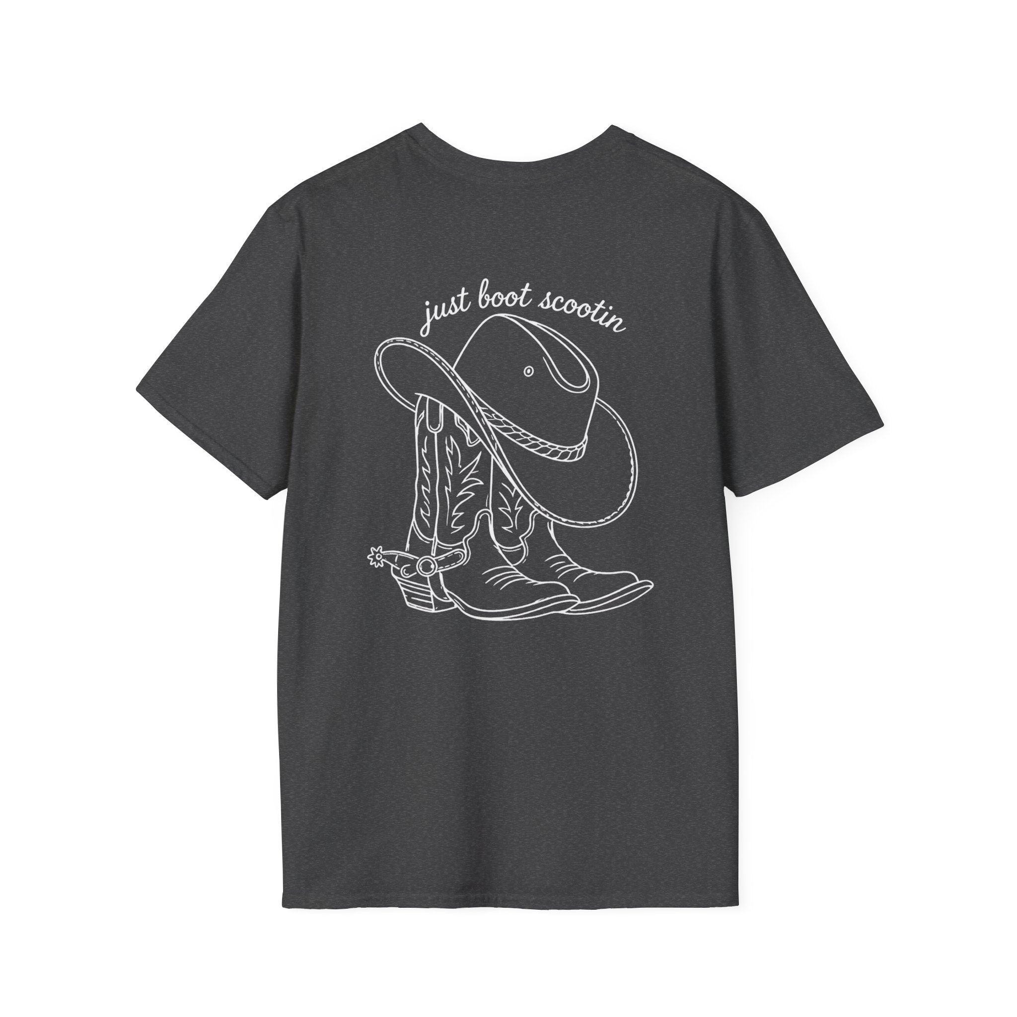 Just Boot Scootin unisex western T-shirt shown in another colour
