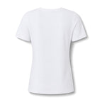 White women's relaxed V-neck T-shirt back view
