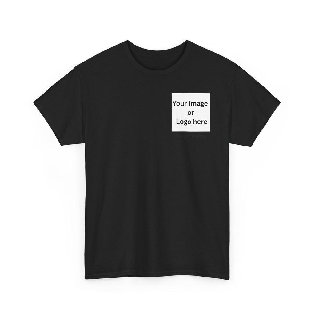 Personalized custom logo Gildan 5000 T-shirt with pocket image, name and back design placeholders – colour option 4