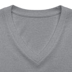 Athletic heather personalised women's relaxed V-neck T-shirt fabric and neckline detail