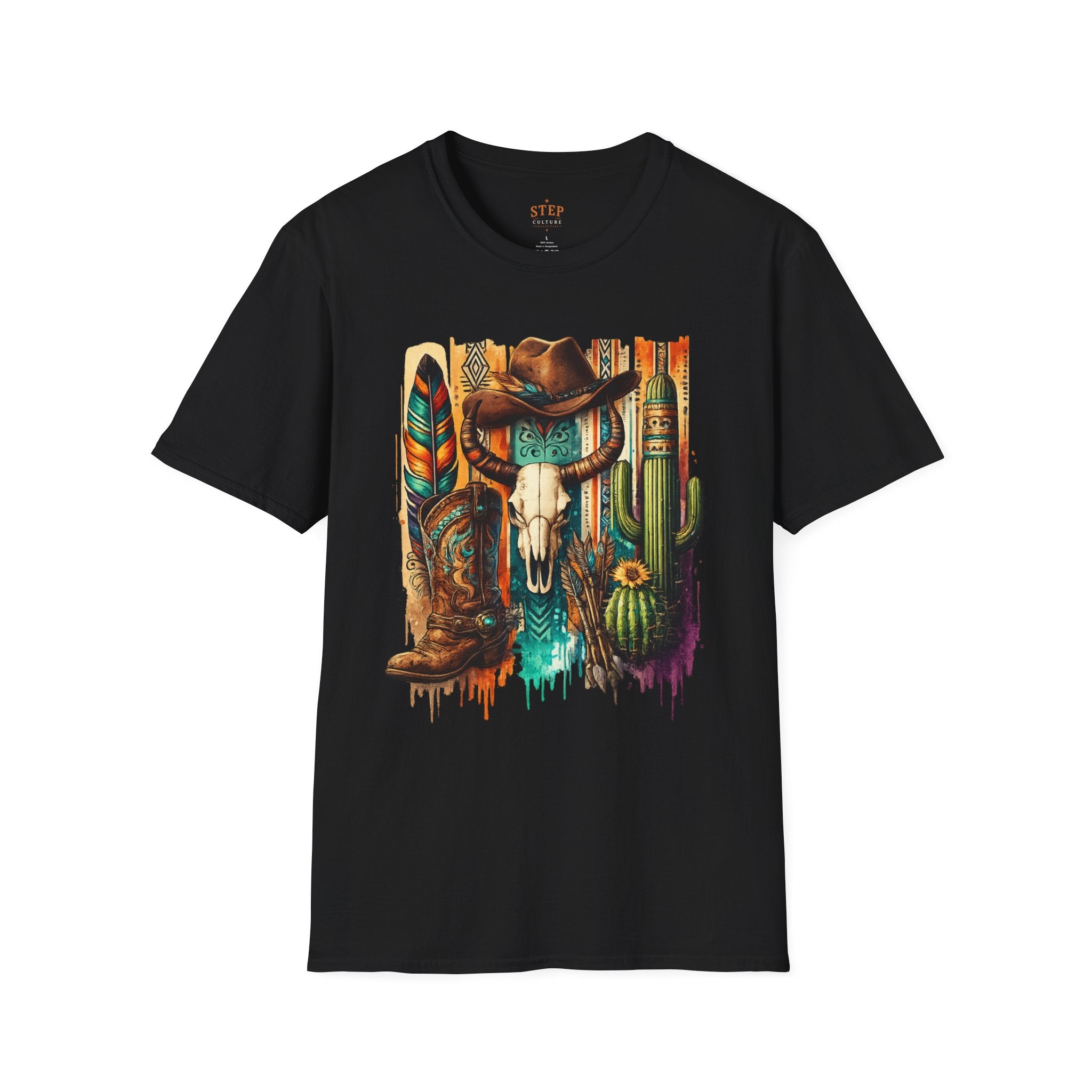 Southwestern Cowboy Skull T-shirt front product mockup