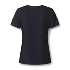 Black heather women's relaxed V-neck T-shirt back view
