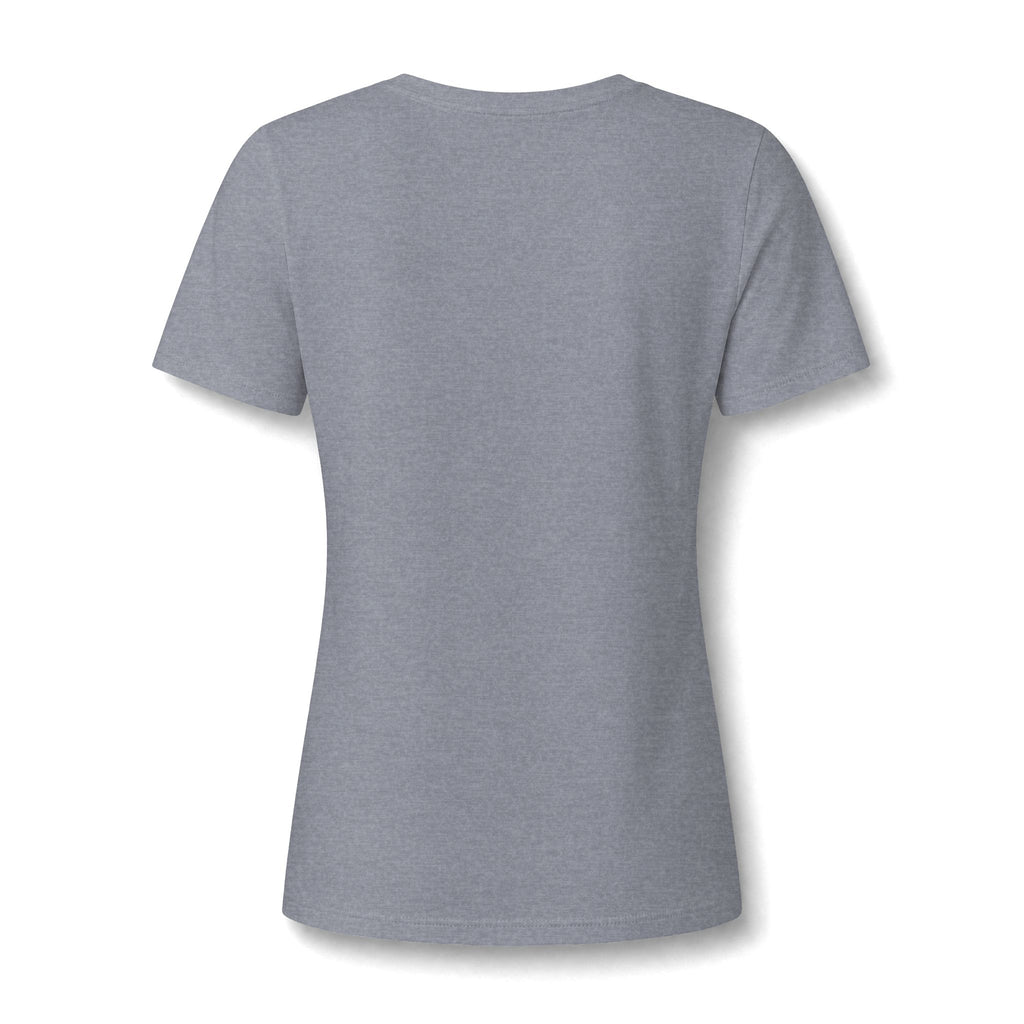 Athletic heather women's relaxed V-neck T-shirt back view