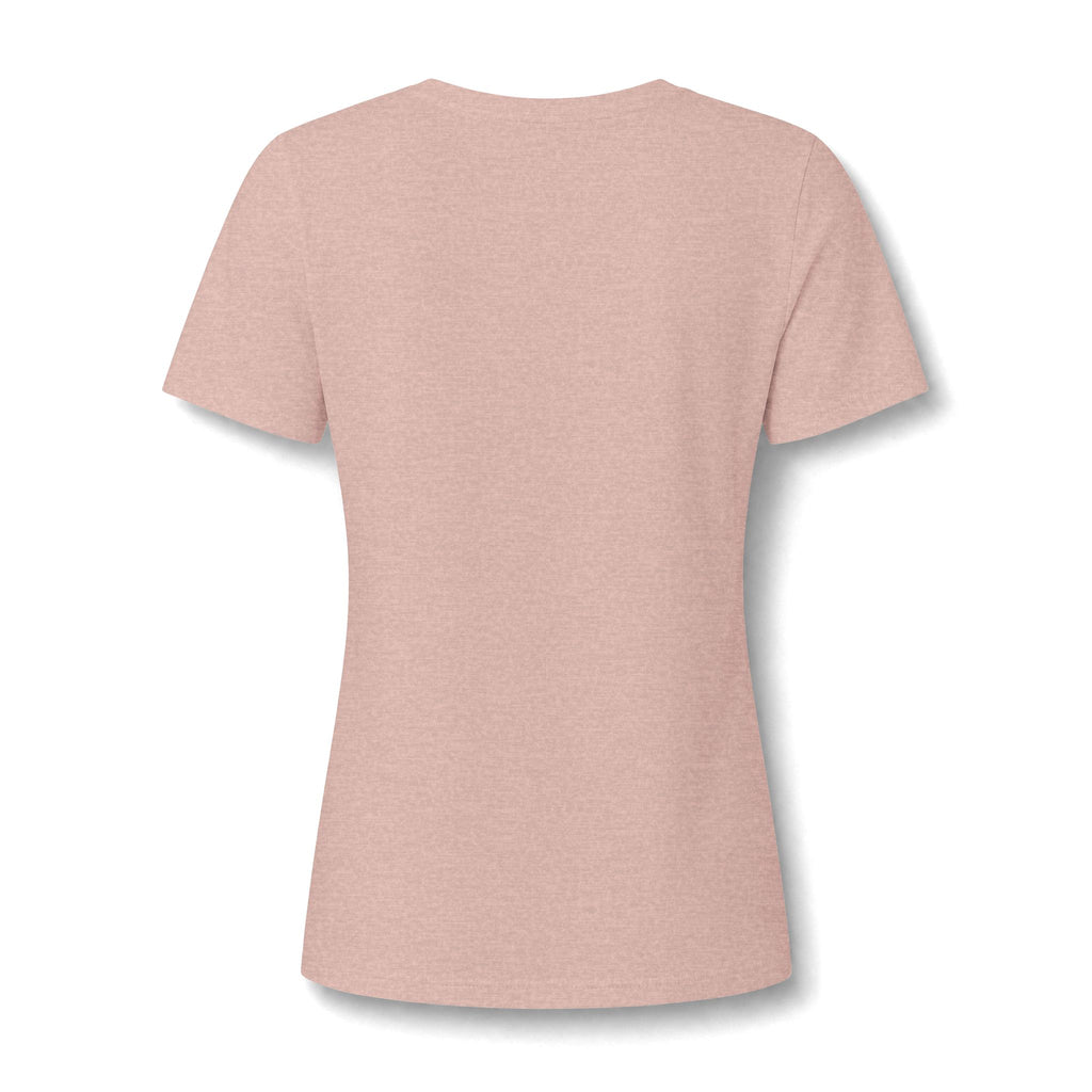 Heather peach women's relaxed V-neck T-shirt back view
