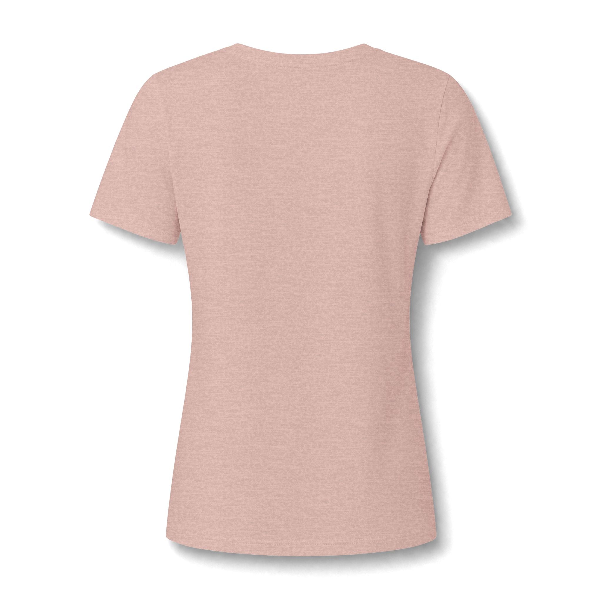 Heather peach women's relaxed V-neck T-shirt back view