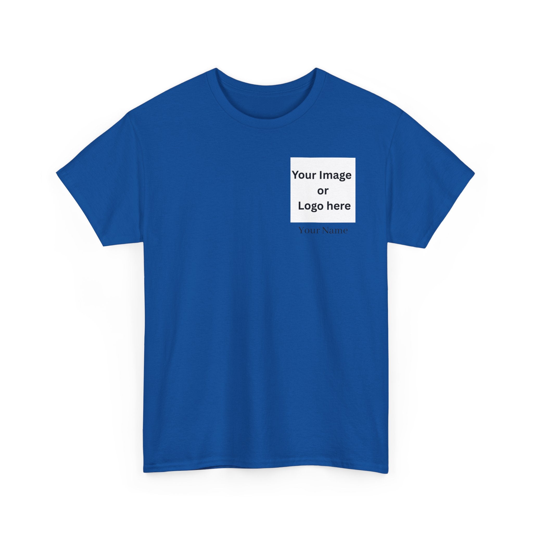 Personalized custom logo Gildan 5000 T-shirt with pocket image, name and back design placeholders – colour option 24