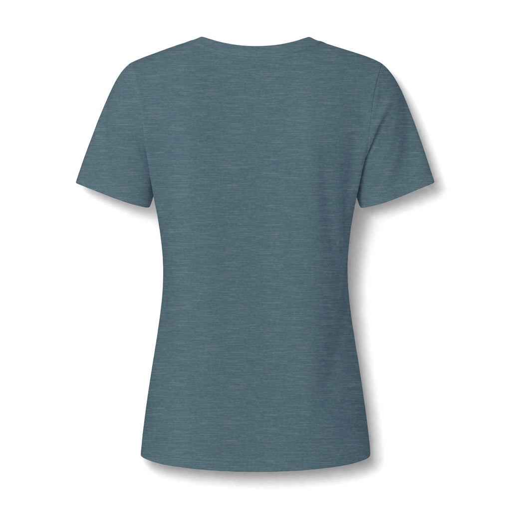 Heather slate women's relaxed V-neck T-shirt back view