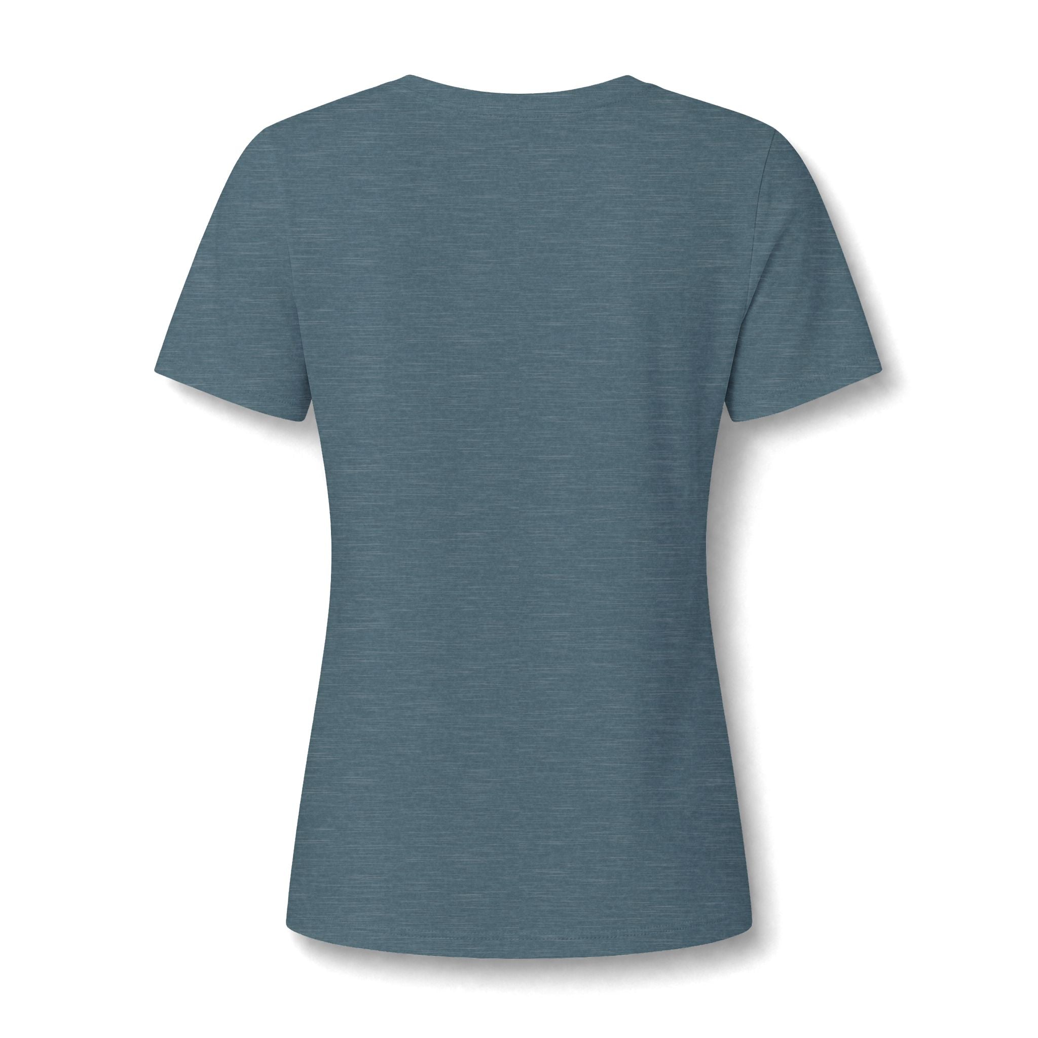 Heather slate women's relaxed V-neck T-shirt back view