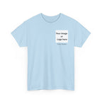 Personalized custom logo Gildan 5000 T-shirt with pocket image, name and back design placeholders – colour option 20