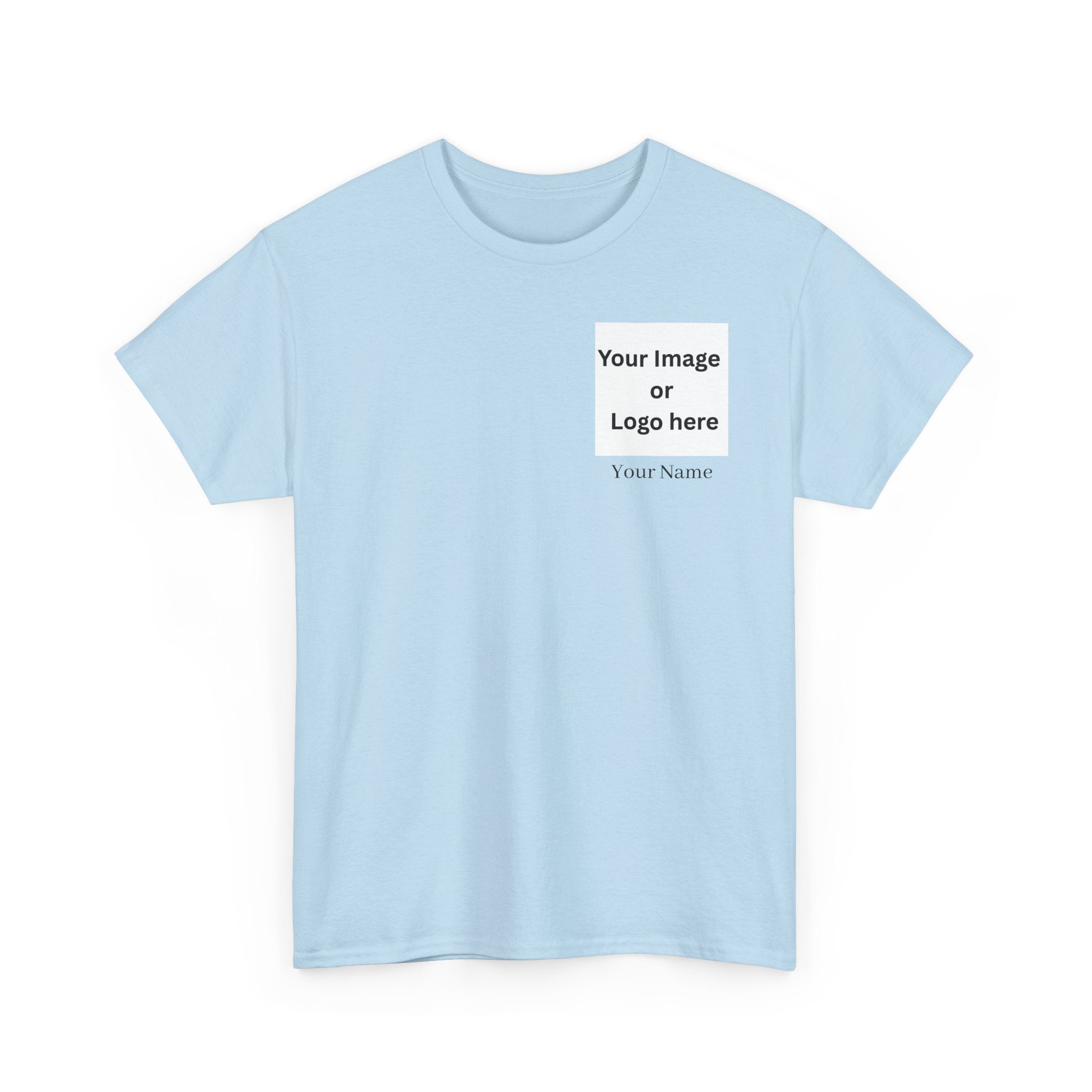 Personalized custom logo Gildan 5000 T-shirt with pocket image, name and back design placeholders – colour option 20