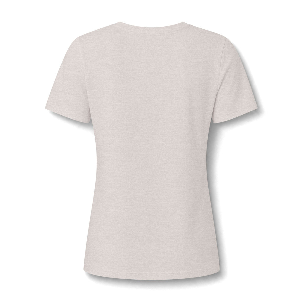 Heather dust women's relaxed V-neck T-shirt back view
