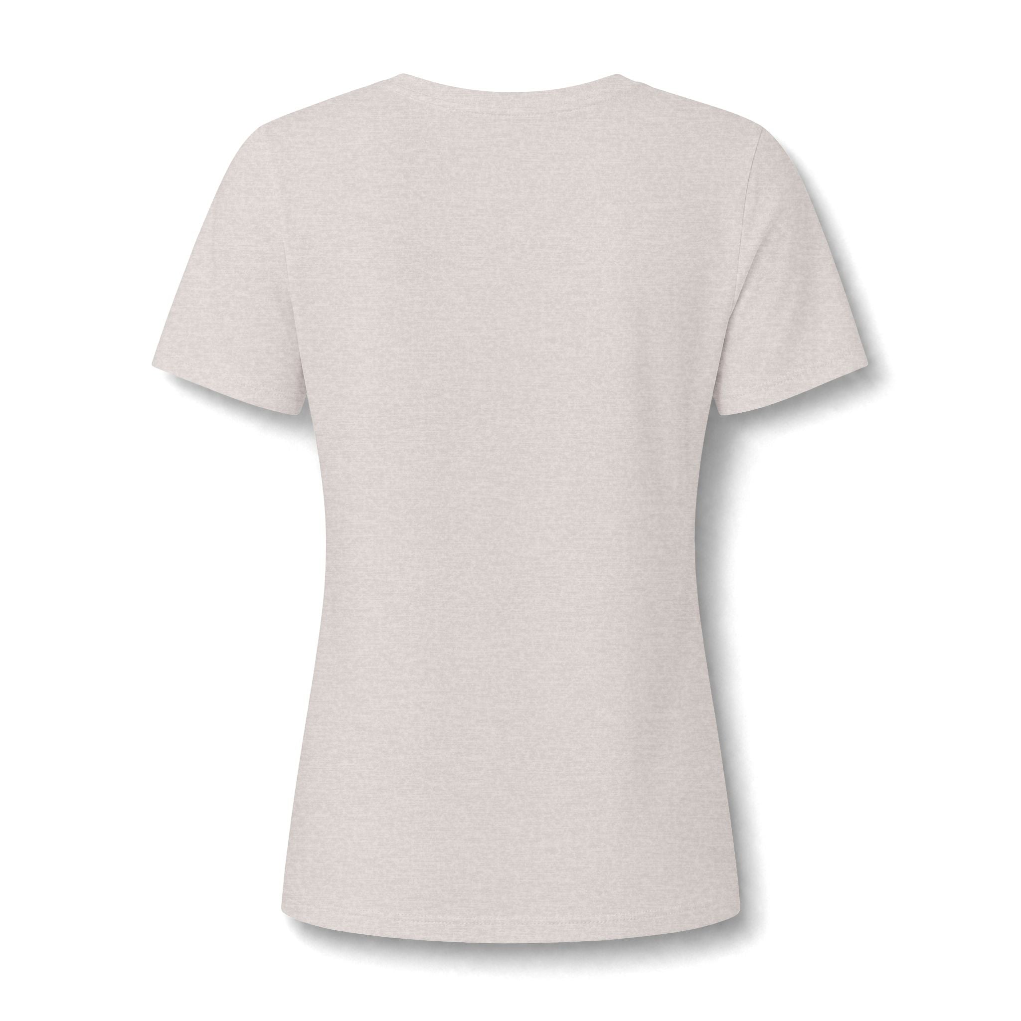 Heather dust women's relaxed V-neck T-shirt back view
