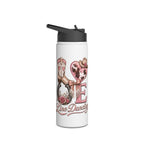 Personalised Love Line Dancing stainless steel bottle with glitter heart and custom name – product view 4