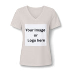 Heather dust women's relaxed V-neck T-shirt front with custom image or logo print area