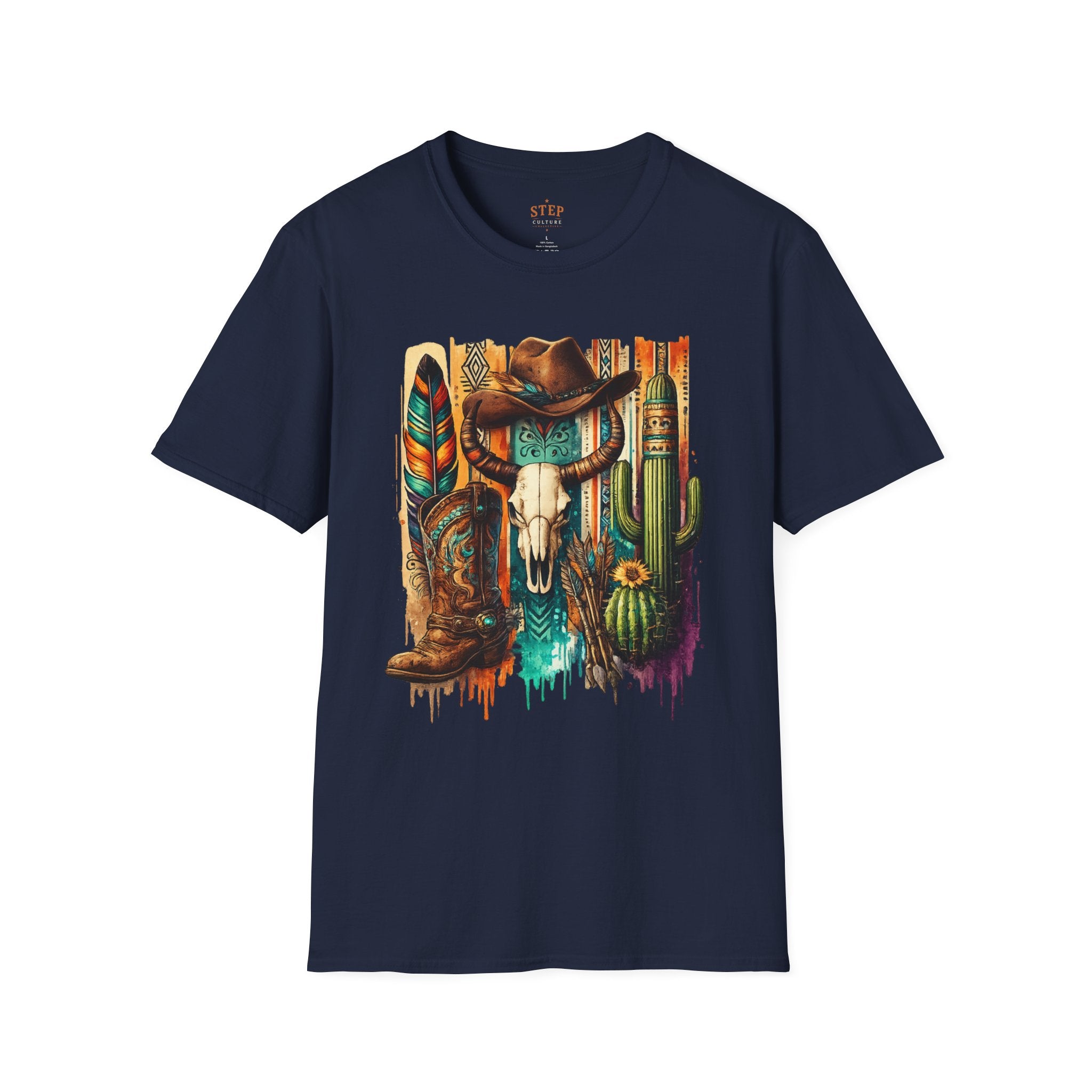 Southwestern Cowboy Skull western tee alternate colour mockup
