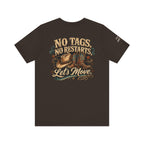 No Tags No Restarts Let's Move line dancing tee product view